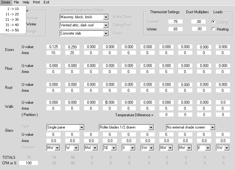 JLoads calculations screen
